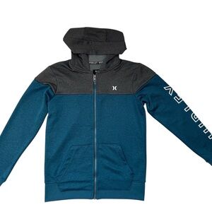 HURLEY Kids Blue and Gray Zip-Up Hoodie Size Small
